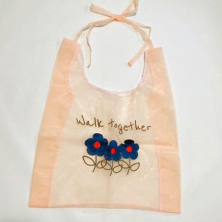 最終値下げ！オーガンジー刺繍2wayエコバッグ　ピンク(エコバッグ)