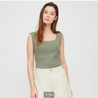 ユニクロ(UNIQLO)の新品 UNIQLO ワイドリブスクエアネックブラタンクトップ S(タンクトップ)