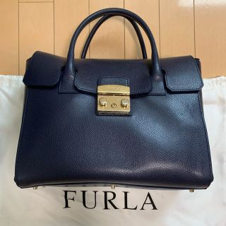 フルラ(Furla)の【 miusea様専用】FURLA フルラ　ハンド　ショルダー　バッグ　ネイビー(ハンドバッグ)