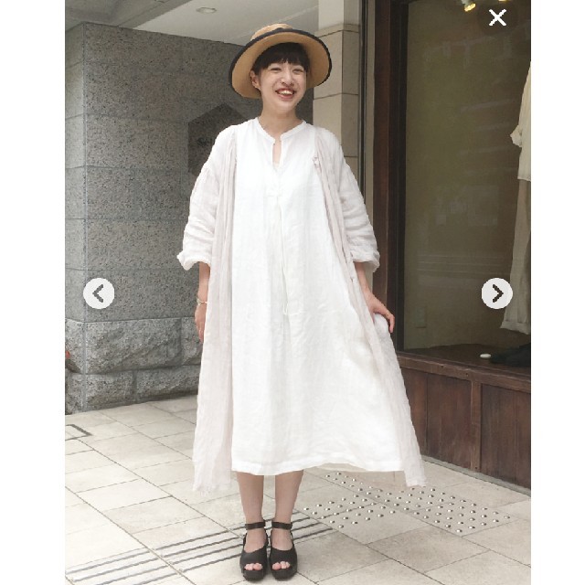 nest Robe(ネストローブ)のnest Robe リネンバンドカラースモックワンピース18SS ネストローブ  レディースのワンピース(ロングワンピース/マキシワンピース)の商品写真