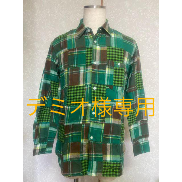 STUSSY》ステューシー チェック柄パッチワークシャツ グリーン系【12