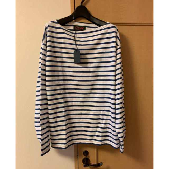 OUTIL TRICOT AAST ボーダーバスクシャツ WHITE NAVY - Tシャツ