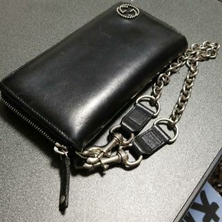 GUCCI グッチ ラウンドファスナー 長財布 ウォレットチェーン付き