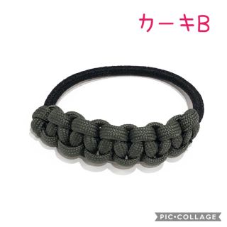 カーキB パラコード　アウトドア　アクセサリー　ブレスレット　ヘアゴム(ブレスレット/バングル)