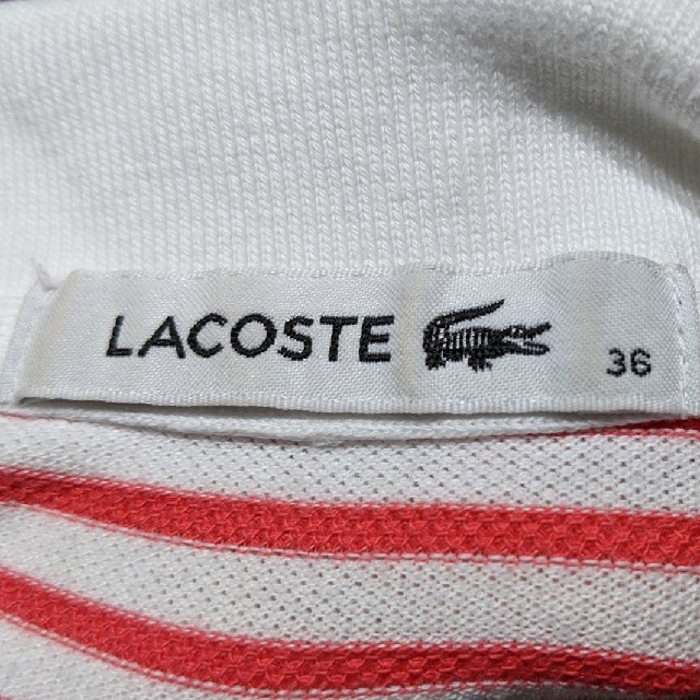 LACOSTE(ラコステ)のラコステ ポロシャツ ワンピース 36 ピンク ストライプ レディースのワンピース(ひざ丈ワンピース)の商品写真