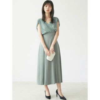 ラグナムーン(LagunaMoon)の【新品】LAGUNAMOON LADYプリーツカシュクールドレス(ロングワンピース/マキシワンピース)