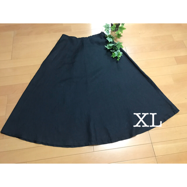 MUJI (無印良品)(ムジルシリョウヒン)の無印良品　リネンスカートXL ダークグレー レディースのスカート(ロングスカート)の商品写真
