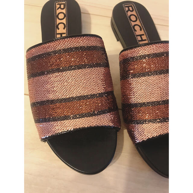 未使用美品 ROCHAS ロシャス グリッターフラットサンダル37 24cm www