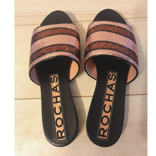 2022年激安 未使用美品 ROCHAS ロシャス グリッターフラットサンダル37
