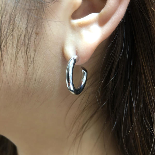 超お買い得!】 3.5x21mm 両耳 ハンドメイド 925 フープピアス 501