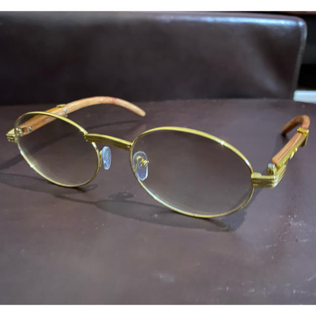 Cartier(カルティエ)のゴールドラウンド ウッドテンプル　サングラス メンズのファッション小物(サングラス/メガネ)の商品写真