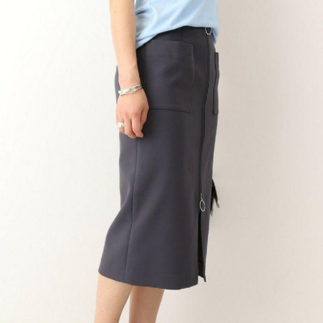 Noble(ノーブル)の専用【NOBLE】T/Cダブルクロスフープジップタイトスカート グレー 40 レディースのスカート(ひざ丈スカート)の商品写真