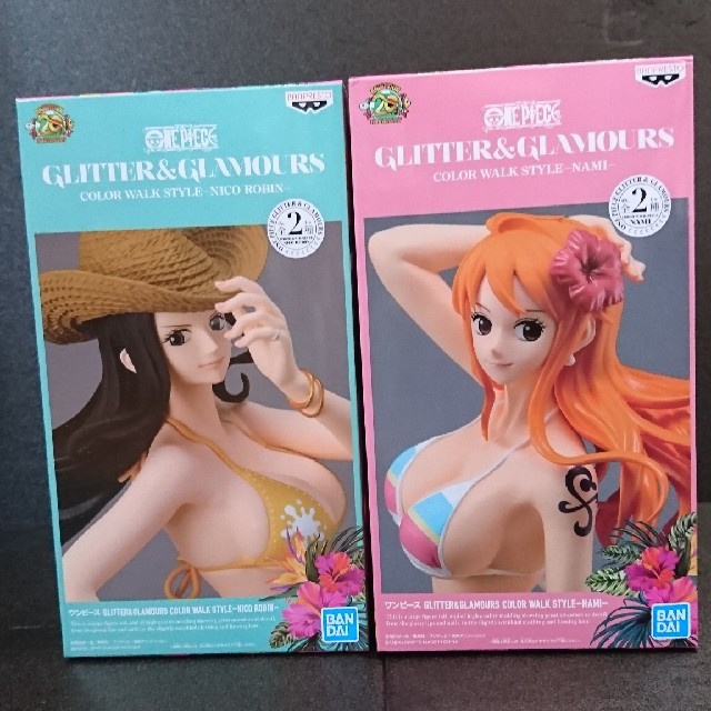 BANPRESTO(バンプレスト)の【ワンピース】ナミ＆ロビン 水着(レアカラー) フィギュア 2点セット エンタメ/ホビーのフィギュア(アニメ/ゲーム)の商品写真