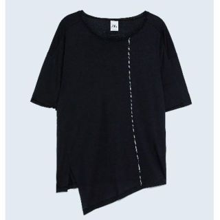 リックオウエンス(Rick Owens)の新品ZARAman異素材切替変形アシメカットソー2枚セットＳ(Tシャツ/カットソー(七分/長袖))