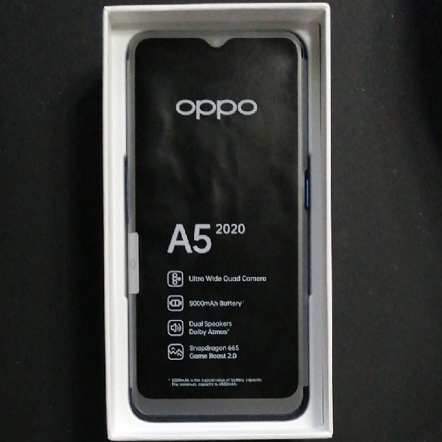 ANDROID(アンドロイド)のOPPO A5 2020 新品未使用 ブルー SIMフリー デュアルSIM搭載 スマホ/家電/カメラのスマートフォン/携帯電話(スマートフォン本体)の商品写真