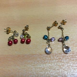 チェリー&ドロップピアス　２個セット(ピアス)