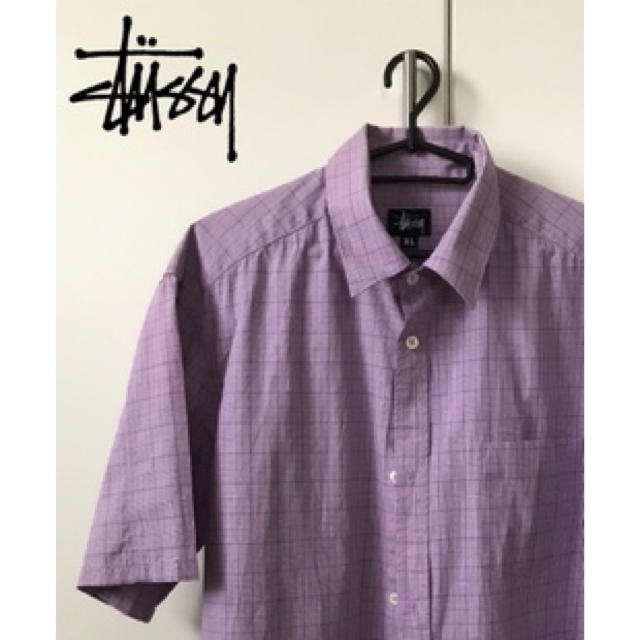 STUSSY 半袖シャツ パープル XLサイズ USA製