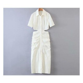 ザラ(ZARA)の1982＊S/S white サイドバックオープン ワンピース(ひざ丈ワンピース)