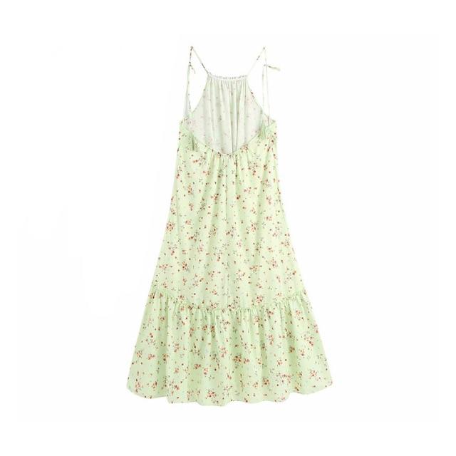 ZARA(ザラ)の1984＊S/S green バックオープン 花柄 キャミワンピース レディースのワンピース(ひざ丈ワンピース)の商品写真