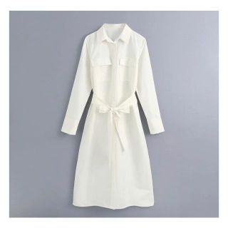 ザラ(ZARA)の1986＊S/S white ベーシック シャツワンピース (ひざ丈ワンピース)