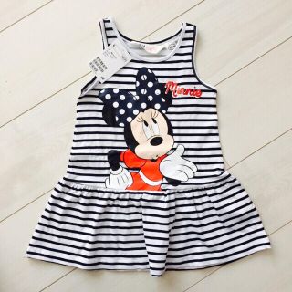 エイチアンドエム(H&M)の新品♡ミニーちゃん ボーダーワンピース(ワンピース)