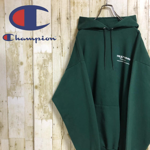 Champion チャンピオン 企業ロゴ 袖ロゴ プルオーバー XL グリーン