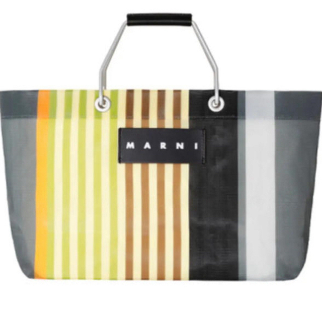 新品未使用　MARNI マルニ ストライプバッグ　ミニ　マルチグレー