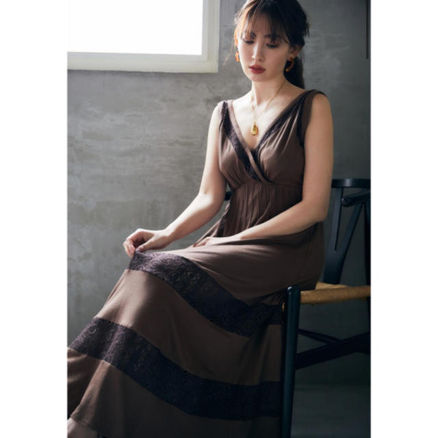 herlipto♡Lace-trimmed Jersey Long Dress