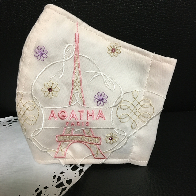 AGATHA(アガタ)の手作り　インナーマスク　大人用　AGATHA エッフェル塔・ピンク ハンドメイドのハンドメイド その他(その他)の商品写真