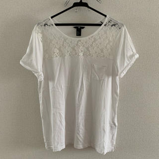 エイチアンドエム(H&M)のH&M  胸元レース 白Tシャツ(Tシャツ(半袖/袖なし))