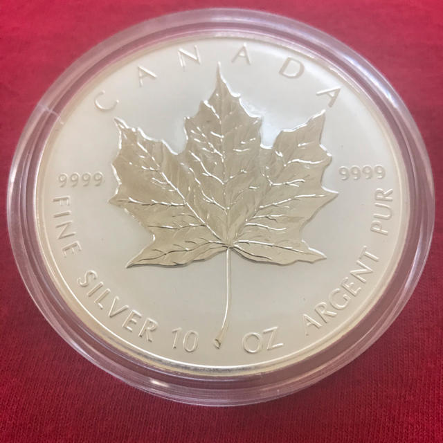 貨幣【未使用品】1998年 カナダ 10oz メイプル リーフ 10周年記念 銀貨