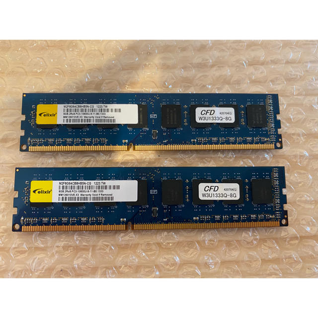 デスクトップ用メモリ DDR3 PC3-10600 CL9 8GB 2枚組み