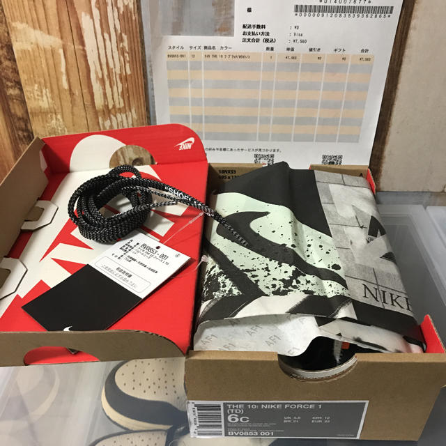 AIR FORCE 1 OFF White TD ベビーシューズ　12センチベビー靴/シューズ(~14cm)