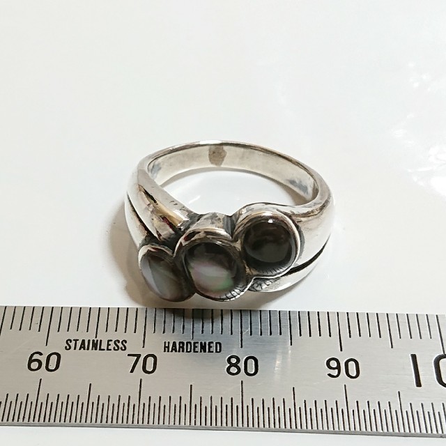 4296 SILVER925 オニキスシェルリング18.5号 シルバー925製  メンズのアクセサリー(リング(指輪))の商品写真