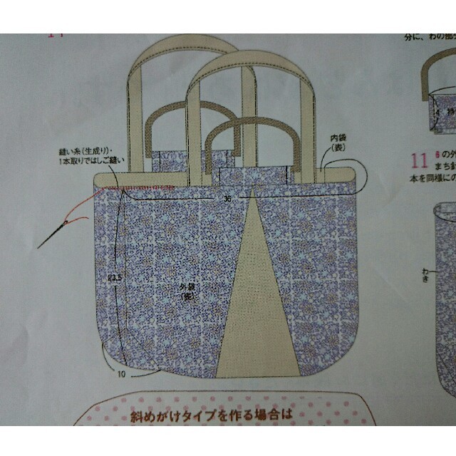 手作り布バッグの材料＆レシピセット ハンドメイドの素材/材料(生地/糸)の商品写真