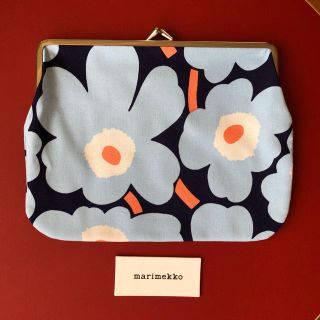 マリメッコ(marimekko)の新品　マリメッコ　marimekko ポーチ　がま口　ブルー　ウニッコ(ポーチ)