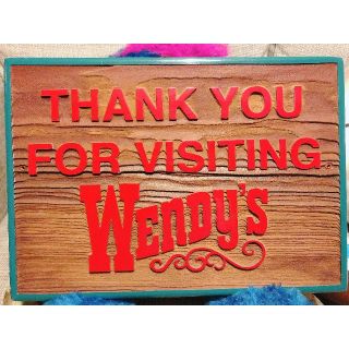 【80年 店舗備品】Wendy's 木製サイン ウェンディーズ !看板アメトイ(その他)