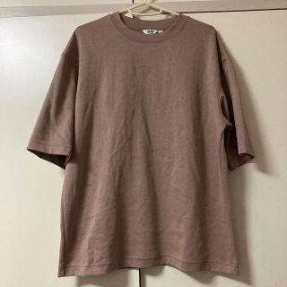 ユニクロ(UNIQLO)のユニクロ　エアリズムコットンオーバーサイズTシャツ　5部袖　ブラウン(Tシャツ/カットソー(半袖/袖なし))