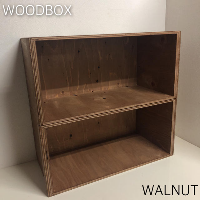 ウッドボックス 木製 ウォルナット 2点 新品 未使用 男前インテリアのサムネイル