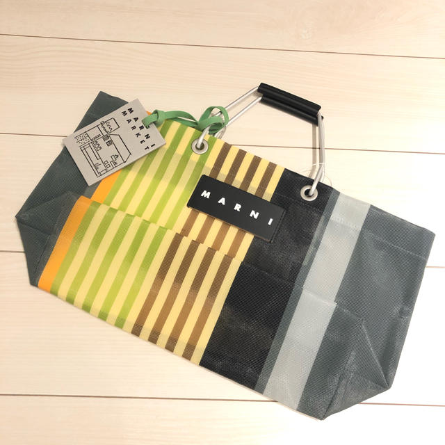 新品　MARNI STONE MARKET ストライプバッグミニ　マルチグレー