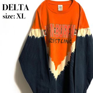 デルタ(DELTA)のDELTA タイダイ オレンジ ネイビー ロンＴ アメリカ 大統領 ヴィンテージ(Tシャツ/カットソー(七分/長袖))