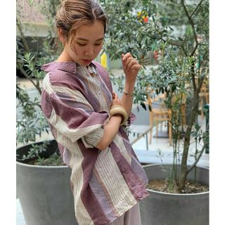 トゥデイフル(TODAYFUL)の【美品】‘19完売 TODAYFUL シアーストライプシャツブラウス 秋色羽織り(シャツ/ブラウス(長袖/七分))