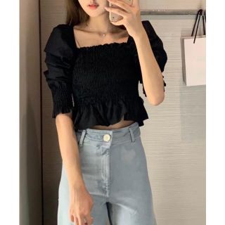 ザラ(ZARA)の🍁秋先行🍁2000◆black ベーシック スクエアネック ブラウス(シャツ/ブラウス(長袖/七分))