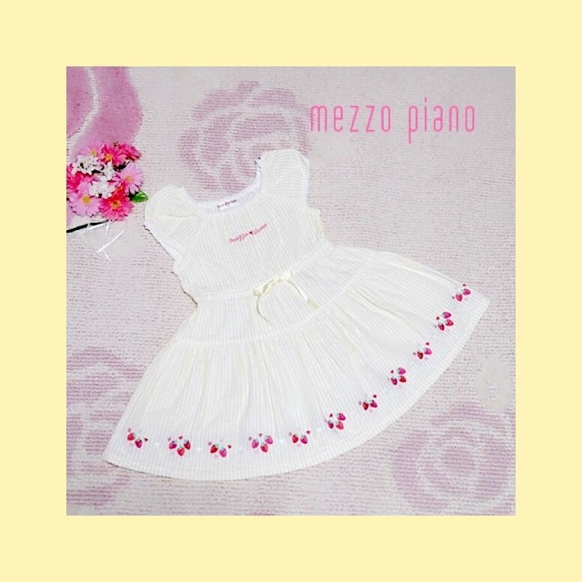 【セール】mezzo piano いちご さくらんぼ ワンピース 110cm