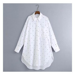 ザラ(ZARA)の🍁秋先行🍁2005◆white レトロ ドット シャツ(シャツ/ブラウス(長袖/七分))