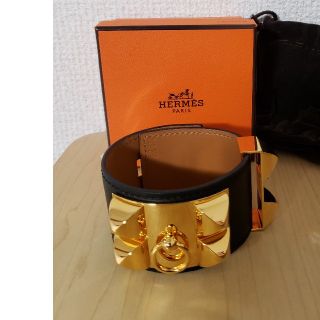 希少HERMES エルメス メドール レザー ブレスレット オレンジ スタッズ