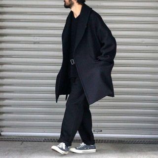 COMOLI コモリ ショールカラーコート ネイビー 18AW 希少なサイズ1(ステンカラーコート)