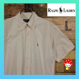 ラルフローレン(Ralph Lauren)の【90s カラーポニー】 ラルフローレン BD半袖シャツ イエロー 白 L(シャツ)