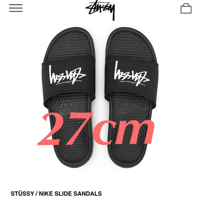 新品　27 STUSSY NIKE SLIDE SANDALS BLACKサンダル