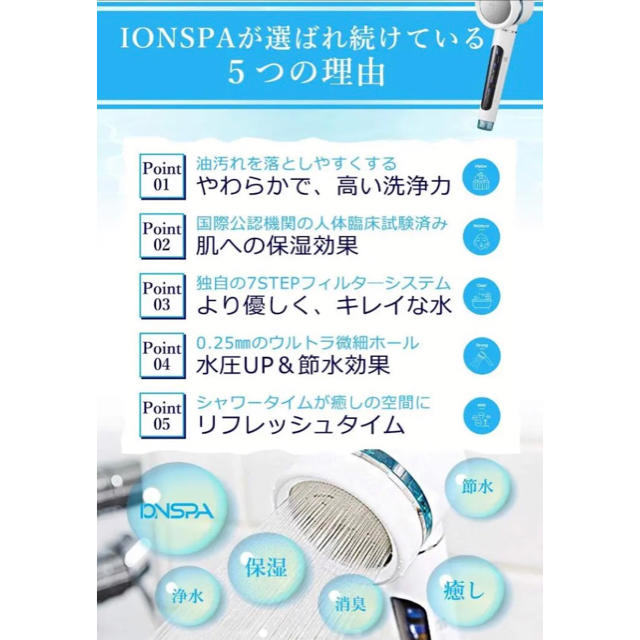 IONSPA イオンスパ プレミアム シャワーヘッド BATH1000α コスメ/美容のボディケア(バスグッズ)の商品写真